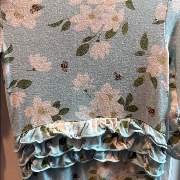 Angel Dear Magnolia Blue Ruffle Footed Onesie 3-6 - Picture 2 of 4